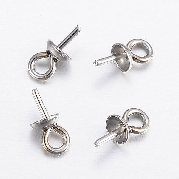 304 Stainless Steel Cup Pearl Peg Bails Pin Pendants