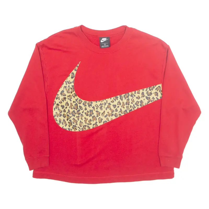 NIKE Cheetah Print Womens Sweatshirt Red XL