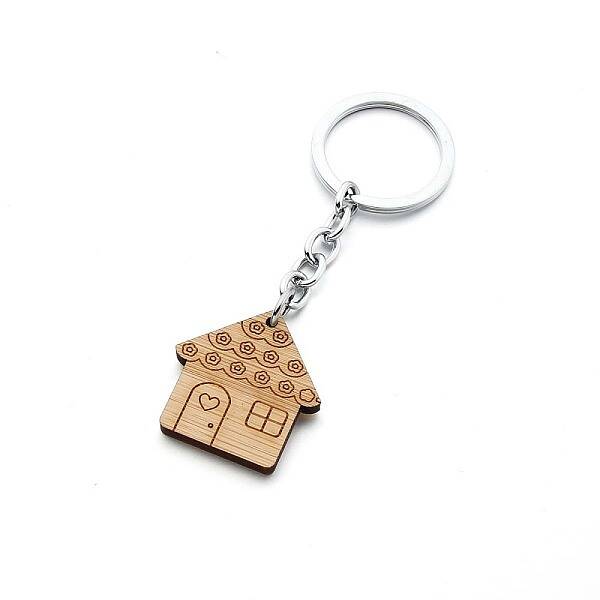 House Wood Keychain for Women