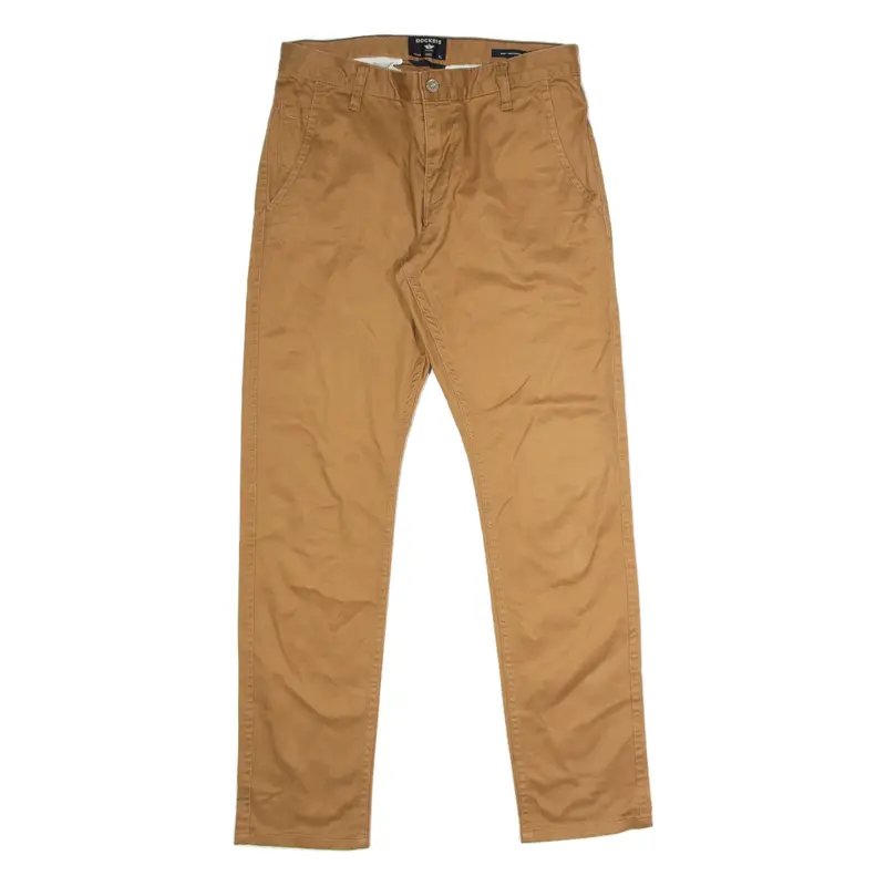 DOCKERS Chino Mens Twill Trousers Brown Regular Skinny W30 L30