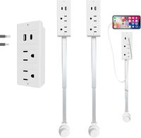 180° Rotating Power Strip -Outlet Extender- 2 AC Outlets + USB-C/USB-A (Extends 34\