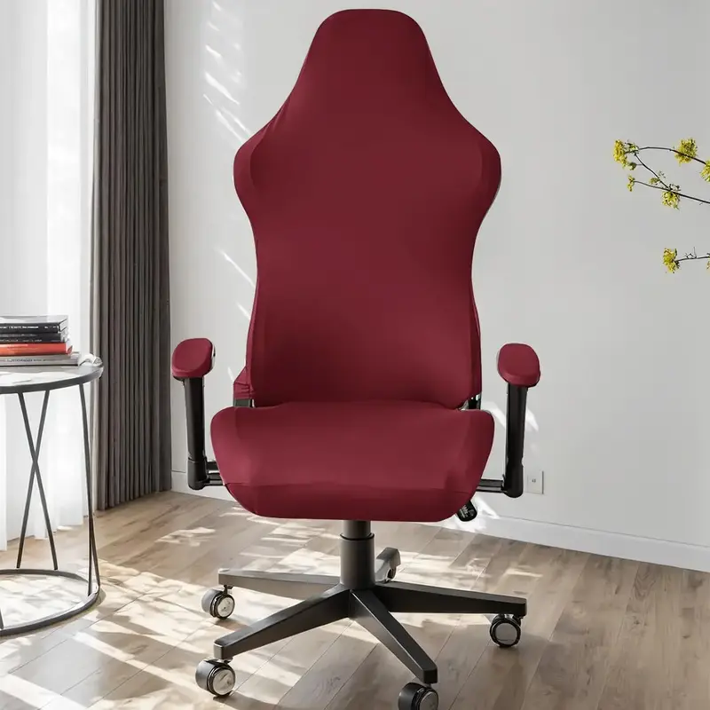 Solid Color Chair Cover, 1 Count Elastic Waterproof Chair Cover, Computer Chair Game Chair Cover, Internet Cafe Competitive S...
