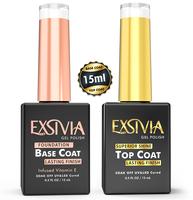 EXSIVIA Nail Gel Top Coat and Base Coat Strengthener, Vitamin E Infused High Endless Glossy Shine, No Wipe, Chip Resistant, S...
