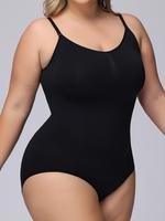 Plus Size Plain Adjustable Strap Shapewear Bodysuit, Summer Clothes, Casual Open Crotch Design Cami Bodysuit for Daily Wear, ...