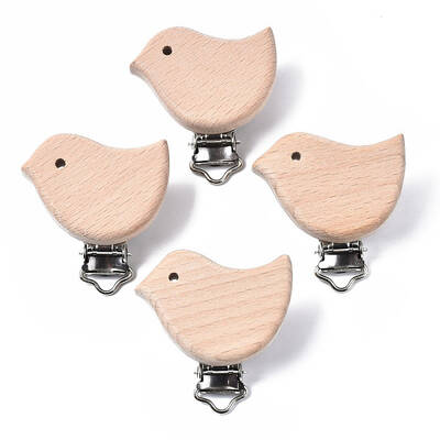 Beech Wood Baby Pacifier Holder Clips