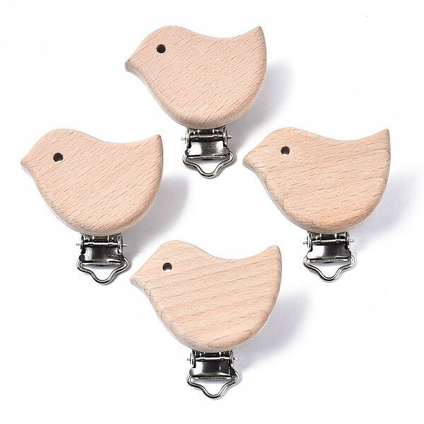 Beech Wood Baby Pacifier Holder Clips