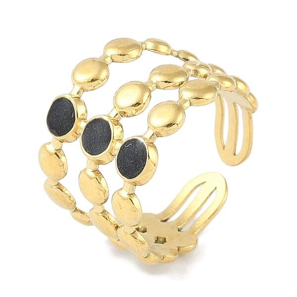 Ion Plating(IP) 304 Stainless Steel Enamel Flat Round Cuff Finger Rings
