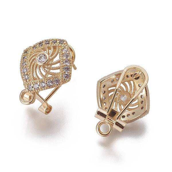 Brass Micro Pave Cubic Zirconia Stud Earring Findings