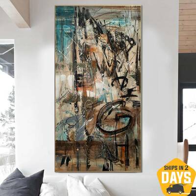 Original Abstract Paintings On Canvas Modern Textured Fine Art Colorful Urban Painting Creative Art | URBAN GRAFFITI 46"...