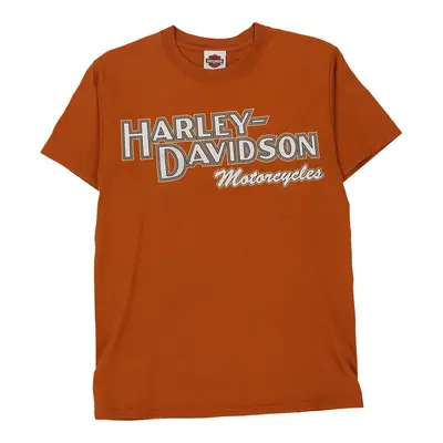 French Lick, Indiana Harley Davidson Graphic T-Shirt - Small Orange Cotton | Size: small