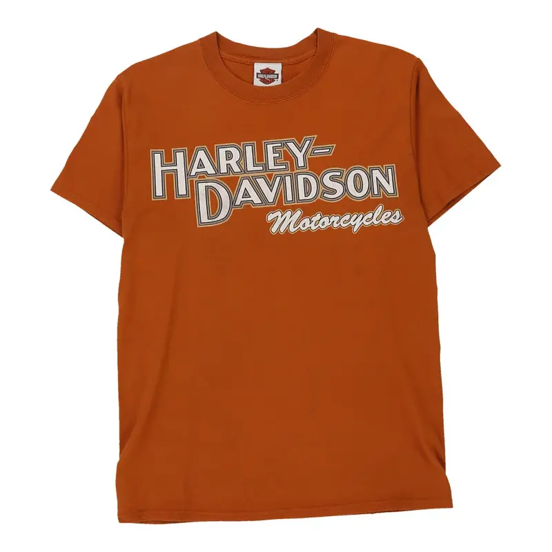 French Lick, Indiana Harley Davidson Graphic T-Shirt - Small Orange Cotton | Size: small