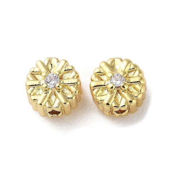 Brass Micro Pave Clear Cubic Zirconia Beads