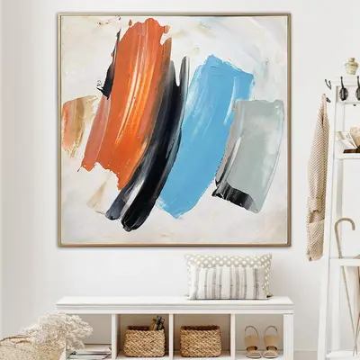 Abstract Colorful Painting Canvas Minimalist Wall Art Abstract Expressionism Art Wall Hanging Art Brush Strokes Painting | LI...