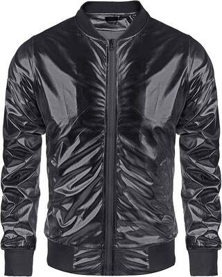 70s Disco Christmas Party Zip-up Jacket (US Only), Black / S