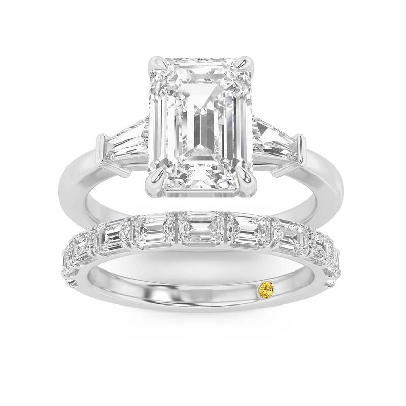 Valentina Lab Grown Emerald Cut Diamond Engagement Ring with the Juliet Wedding Band | 18K White Gold 1 3/4 ct. tw.