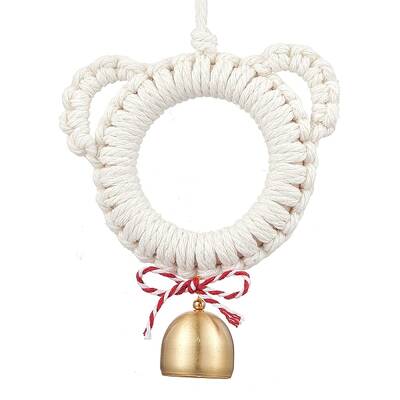 Wood & Cotton Thread Bear Head Pendant Decorations