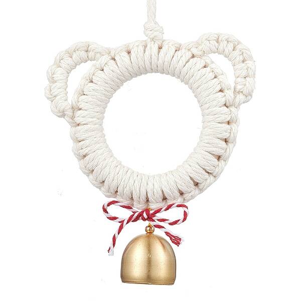 Wood & Cotton Thread Bear Head Pendant Decorations