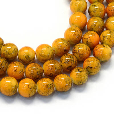 Baking Painted Glass Round Bead Strands
