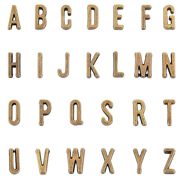 6 Sets Antique Bronze Alphabet Slide Letter Char Flat Leather Bracelet A-Z Charms for Flat Leather Bracelet Slide Wristbands