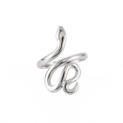 Non-Tarnish 304 Stainless Steel Snake Wide Open Cuff Ring for Women