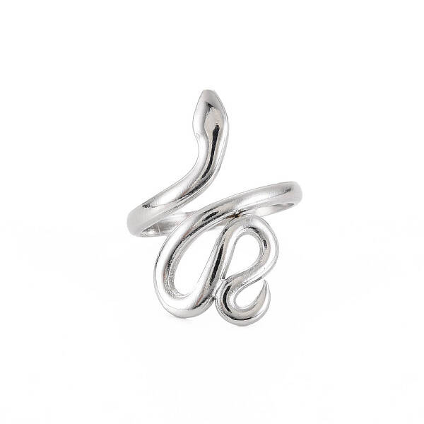Non-Tarnish 304 Stainless Steel Snake Wide Open Cuff Ring for Women