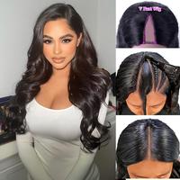 Mamushow V Part Wigs With invisible strap Drawstring Wigs Body Wave Human Hair Glueless Wig 180% Density Curly Wigs Outdoorfu...