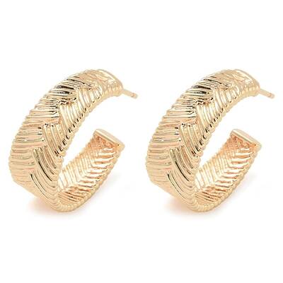 Rack Plating Textured C-Shaped Brass Stud Earrings