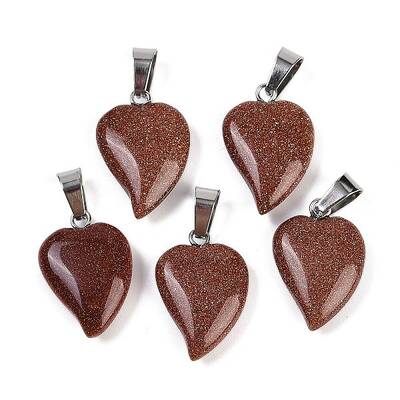 Synthetic Goldstone Heart Pendants