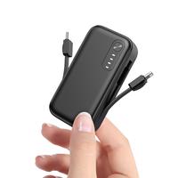 Small Portable Charger with Built-in Cables, 5000mAh 15W QC3.0 Fast Charing USB C Power Bank, Portable External Battery Pack ...