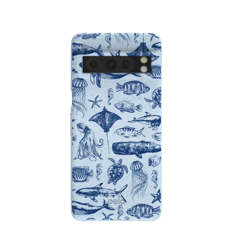 Powder Blue Marine Life Google Pixel 8 Pro Case