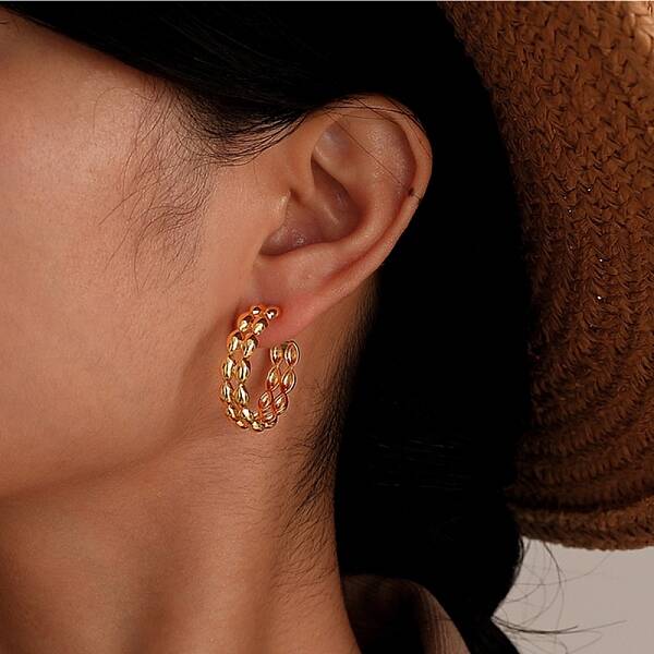 Brass Stud Earrings for Women