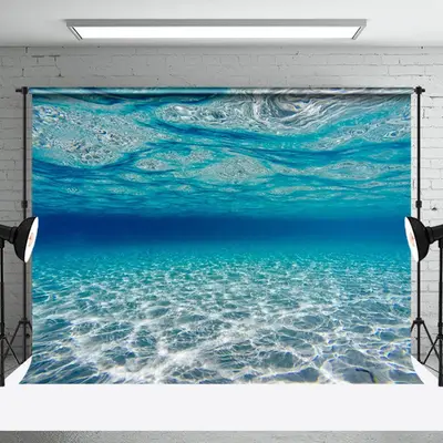 Underwater Blue Ocean Natural Scenery Photo Backdrop - Aperturee