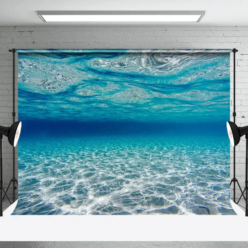 Underwater Blue Ocean Natural Scenery Photo Backdrop - Aperturee