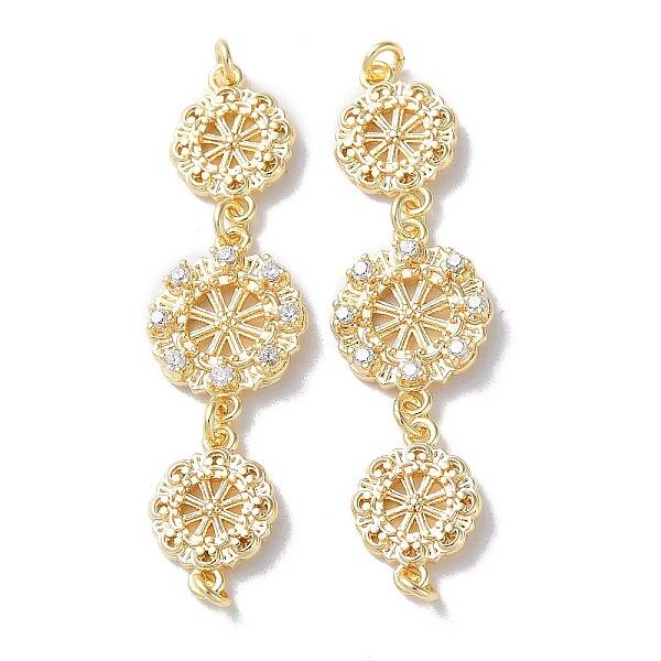 Brass Pave Clear Cubic Zirconia Connector Charms