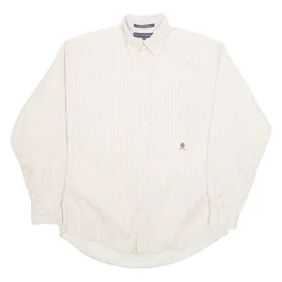 TOMMY HILFIGER Mens Shirt Cream Pinstripe Long Sleeve S