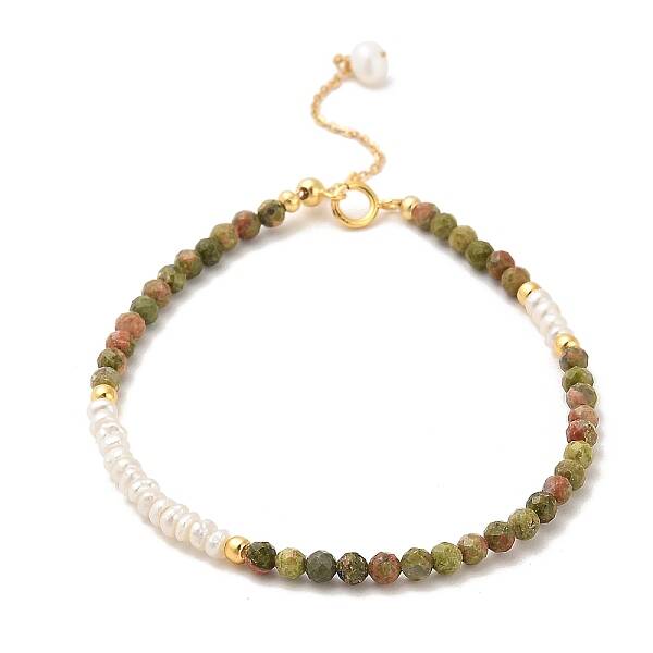 Natural Unakite Bead Bracelets