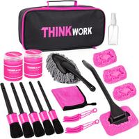 【Deals for You Days】THINKWORK Pink Car Detailing Interior Kit, Pink Cleaning Appliances, Girly Car Accessories Kit, Profe...