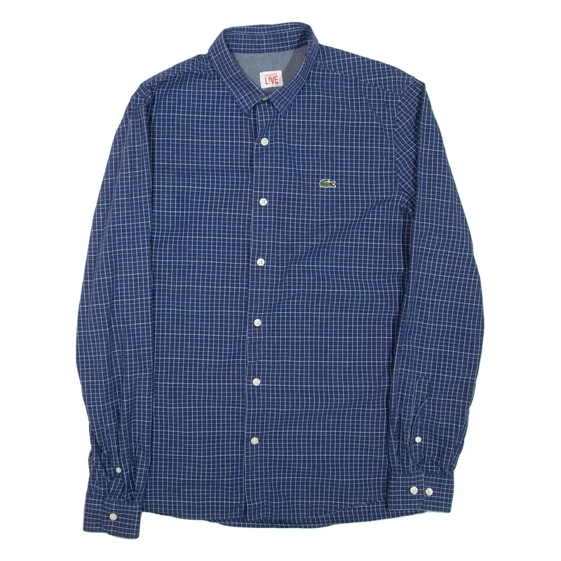 LACOSTE Mens Shirt Blue Check Long Sleeve L