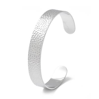 304 Stainless Steel Hammered Cuff Bangles for Women