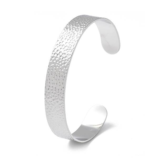 304 Stainless Steel Hammered Cuff Bangles for Women
