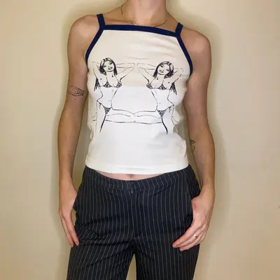Fiorucci Graphic Vest - Large White Cotton