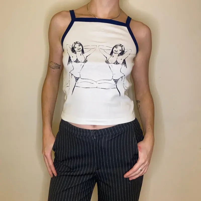 Fiorucci Graphic Vest - Large White Cotton