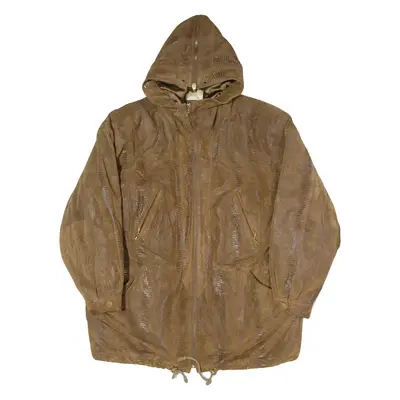 SJ Womens Overcoat Coat Brown Leather Suede 90s UK 10