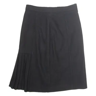 BELLE MODE Womens Pleated Skirt Black Knee Length Wool UK 16