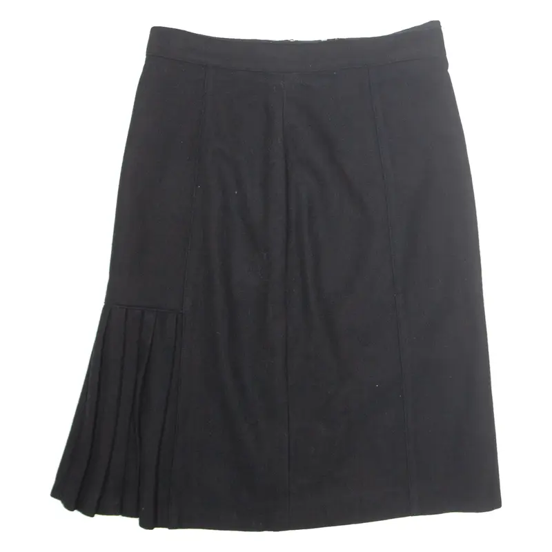 BELLE MODE Womens Pleated Skirt Black Knee Length Wool UK 16