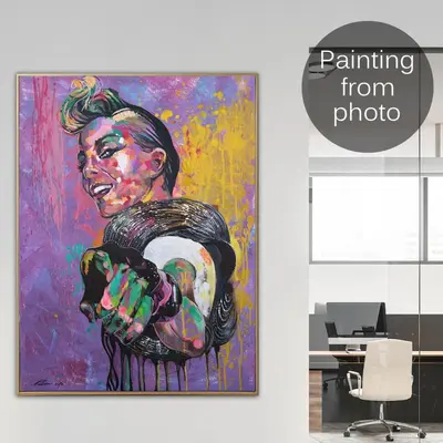 Abstract Figurative Paintings From Photo Custom Human Portrait On Canvas Original Wall Art | PAINTING FROM PHOTO #5