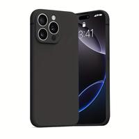 for iPhone 16 15 14 13 12 11 Pro Max 14 15 16Plus 13 Series Shockproof Straight Edge Solid Color Simple TPU Protection Soft S...