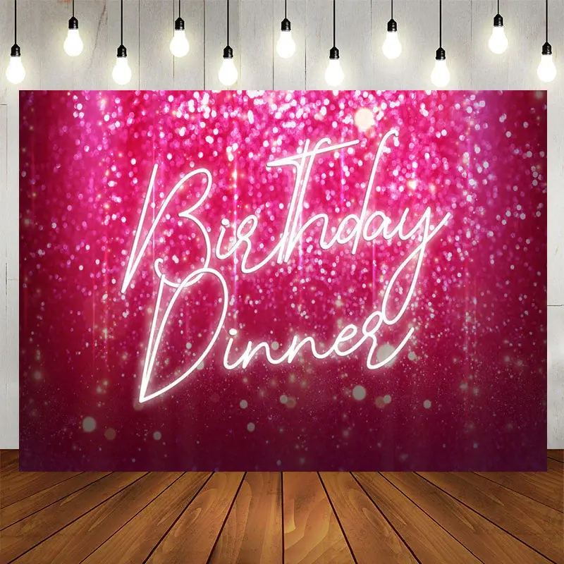 Aperturee Hot Pink Bokeh Birthday Dinner Party Backdrop