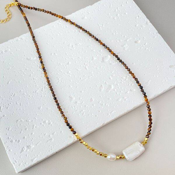 Natural Tiger Eye Beaded Necklaces