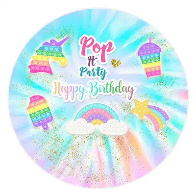 Aperturee Circle Colorful Rainbow Pop It Birthday Party Backdrop | Round Backdrop Cover Diy | Round Birthday Backdrop Cover |...